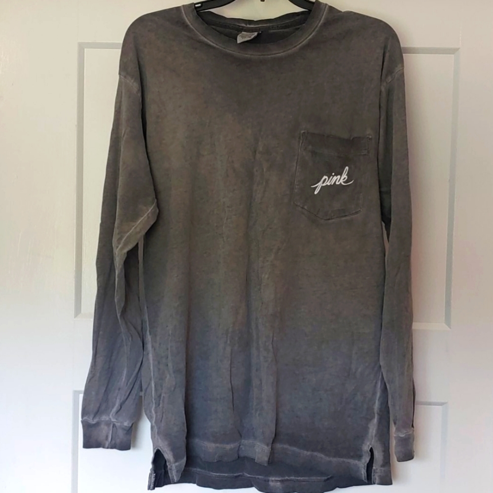 Pink, distressed like long sleeve shirt. Sz small